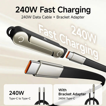 240W PD Fast Charging Cable with Foldable Phone Stand