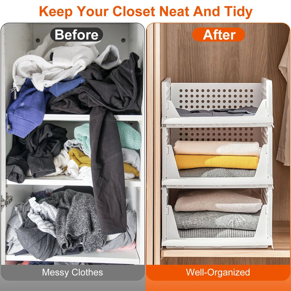Foldable Storage Bin Stackable Drawer - alternate view 5
