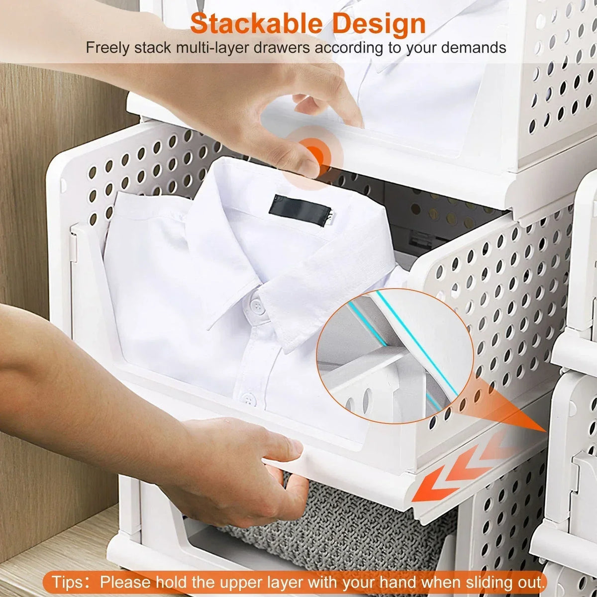 Foldable Storage Bin Stackable Drawer - alternate view 7