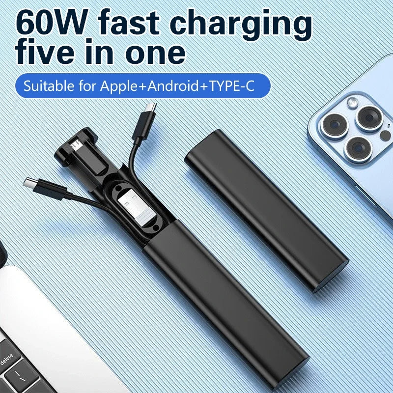 6‑in‑1 60W Fast Charging USB Cable Kit – Multi‑Connector Set