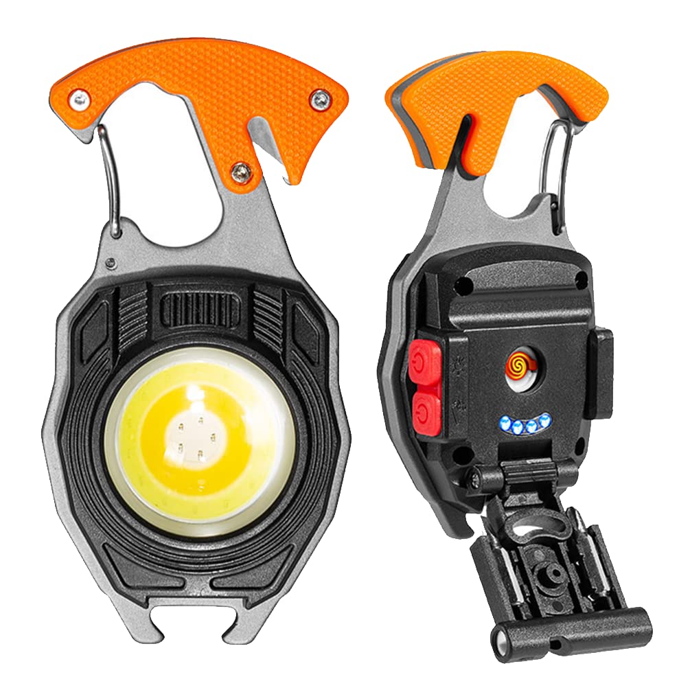 9-in-1 LED Keychain Light with Lighter, Multi Tools & USB-C Charging