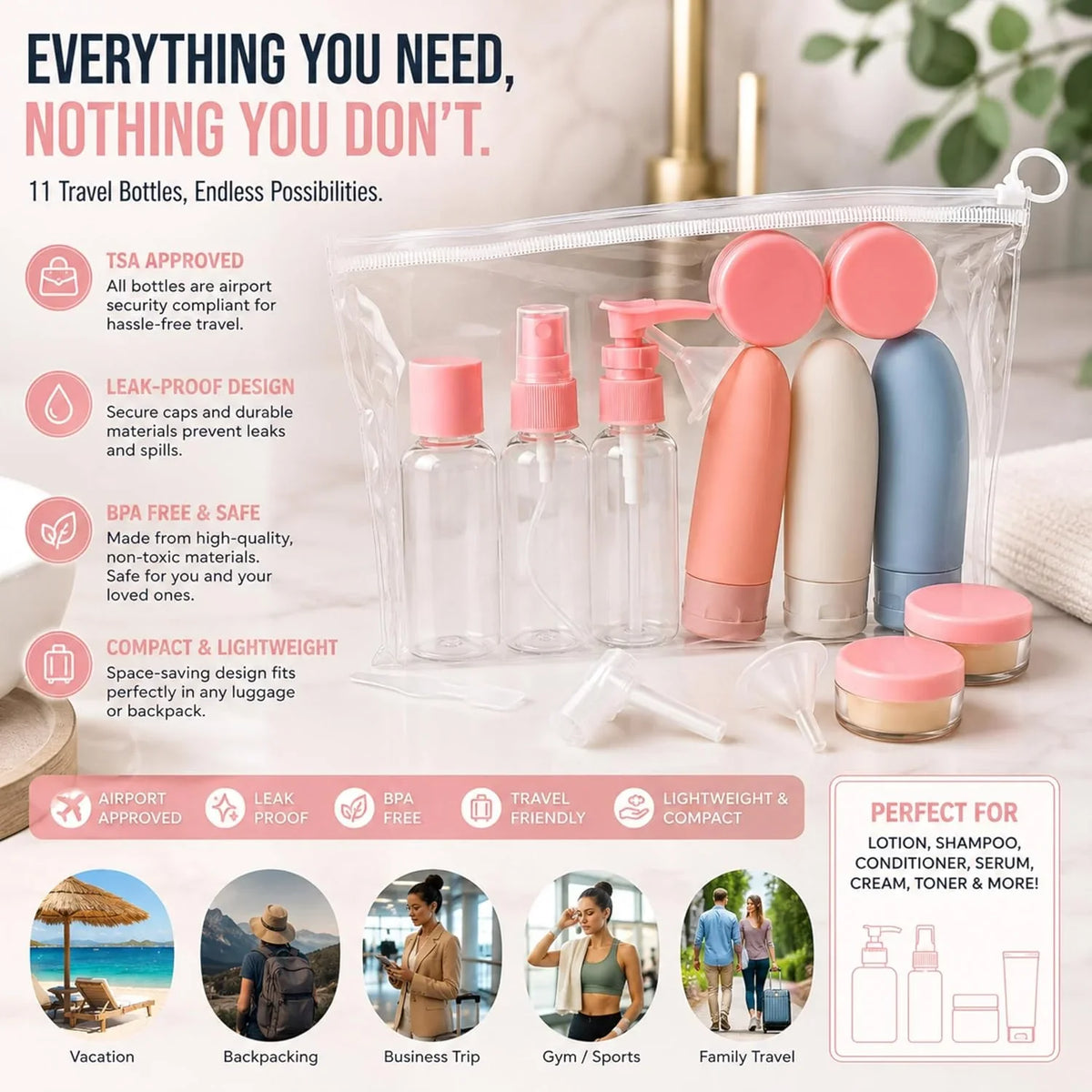 11 Pcs Travel Cosmetic Bottle Set - alternate view 5