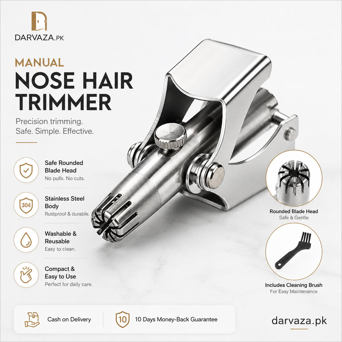 Vintage Style Manual Mechanical Nose Hair Trimmer - alternate view 3