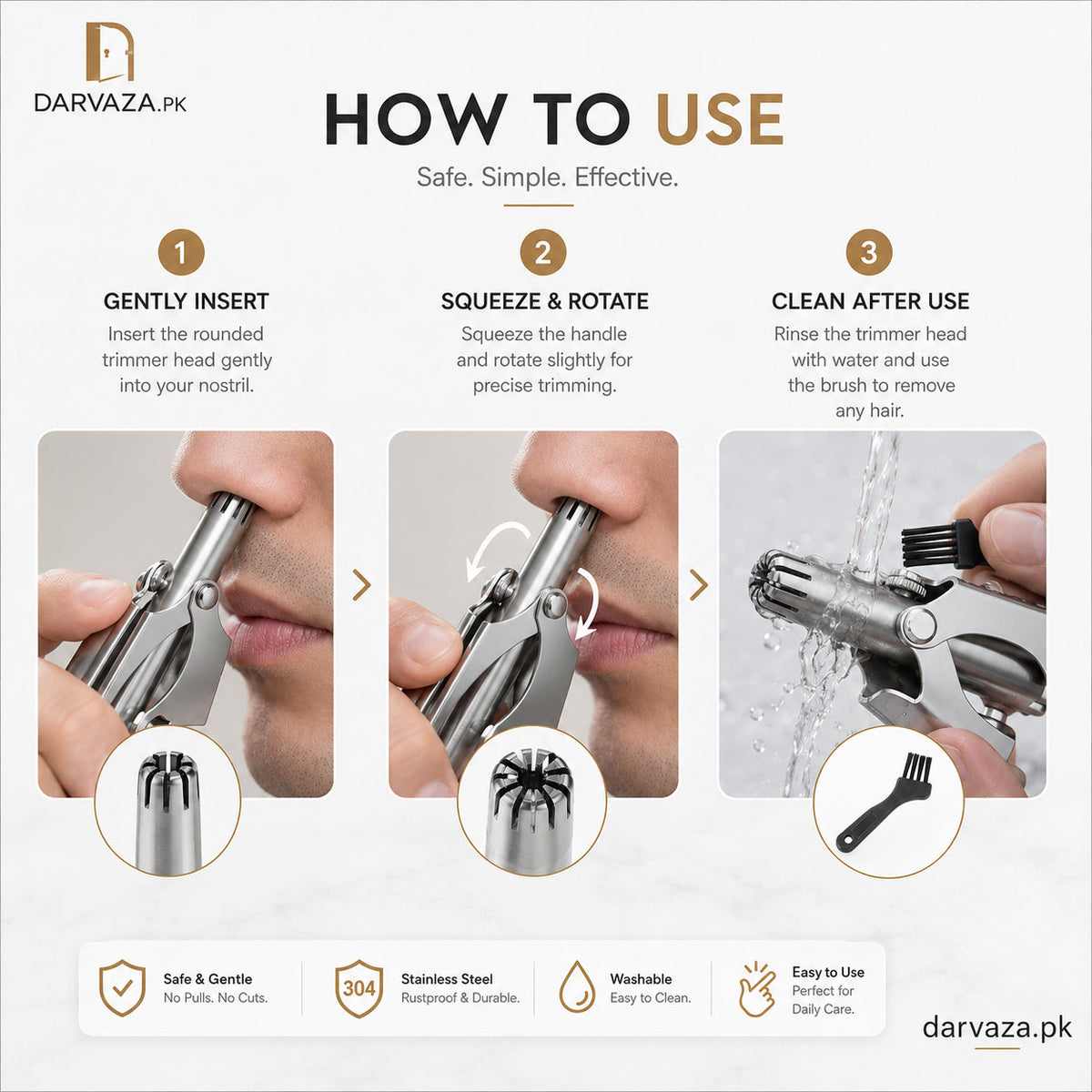 Vintage Style Manual Mechanical Nose Hair Trimmer - alternate view 4