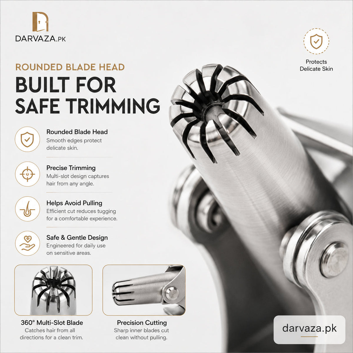 Vintage Style Manual Mechanical Nose Hair Trimmer - alternate view 2