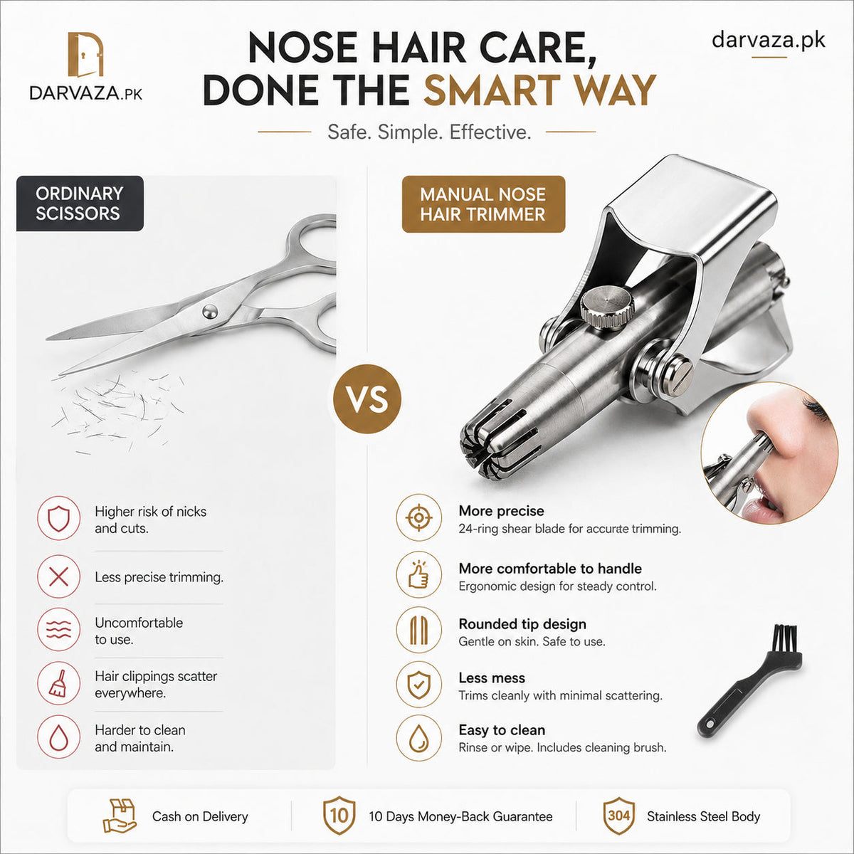 Vintage Style Manual Mechanical Nose Hair Trimmer - alternate view 6