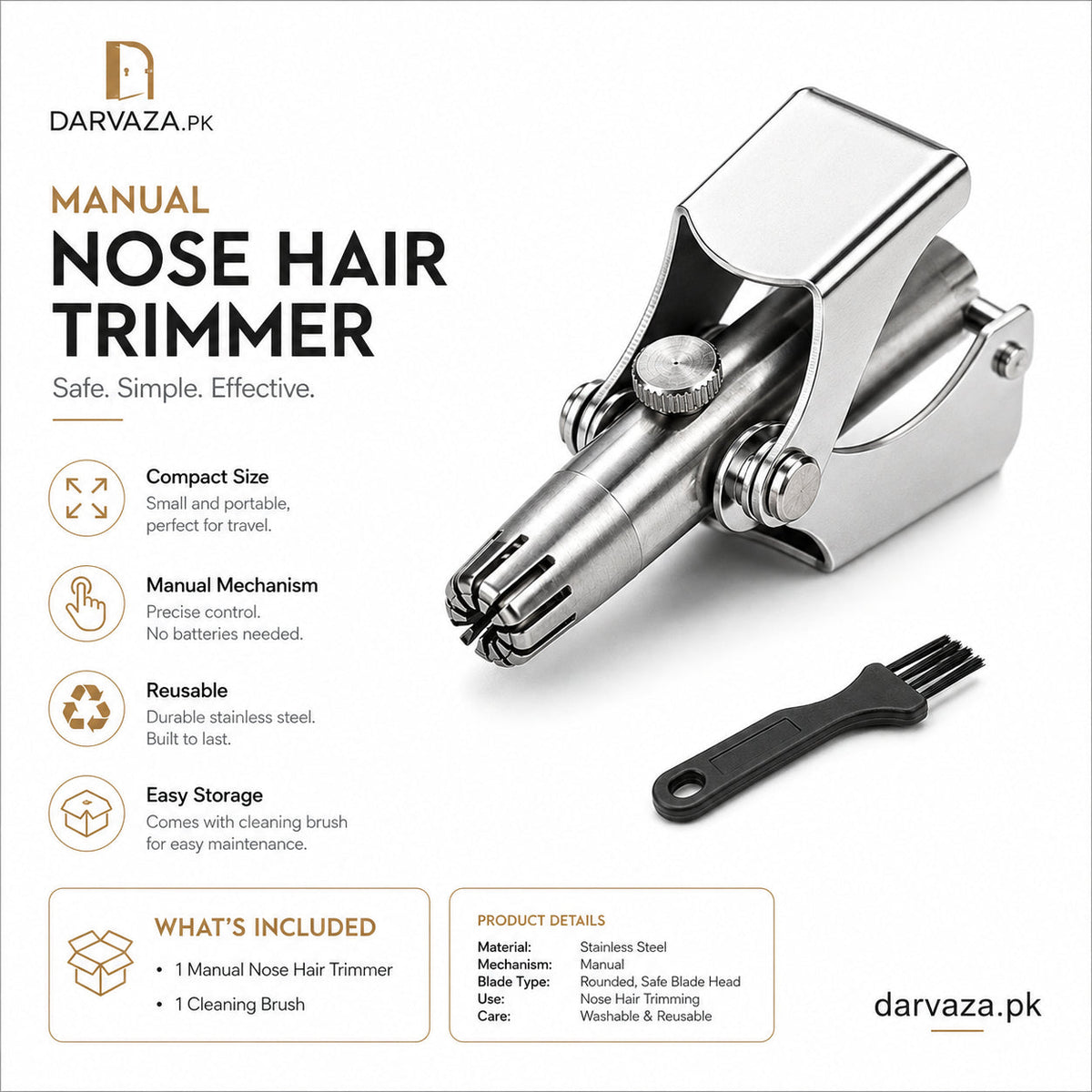 Vintage Style Manual Mechanical Nose Hair Trimmer - alternate view 7