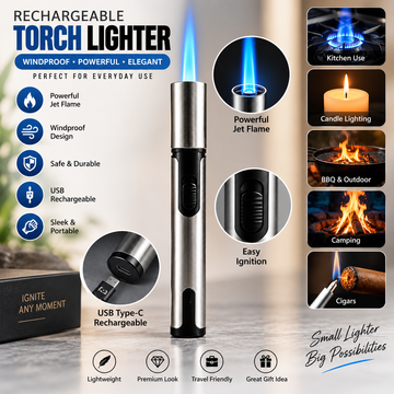 Rechargeable Torch Lighter – Windproof Jet Flame