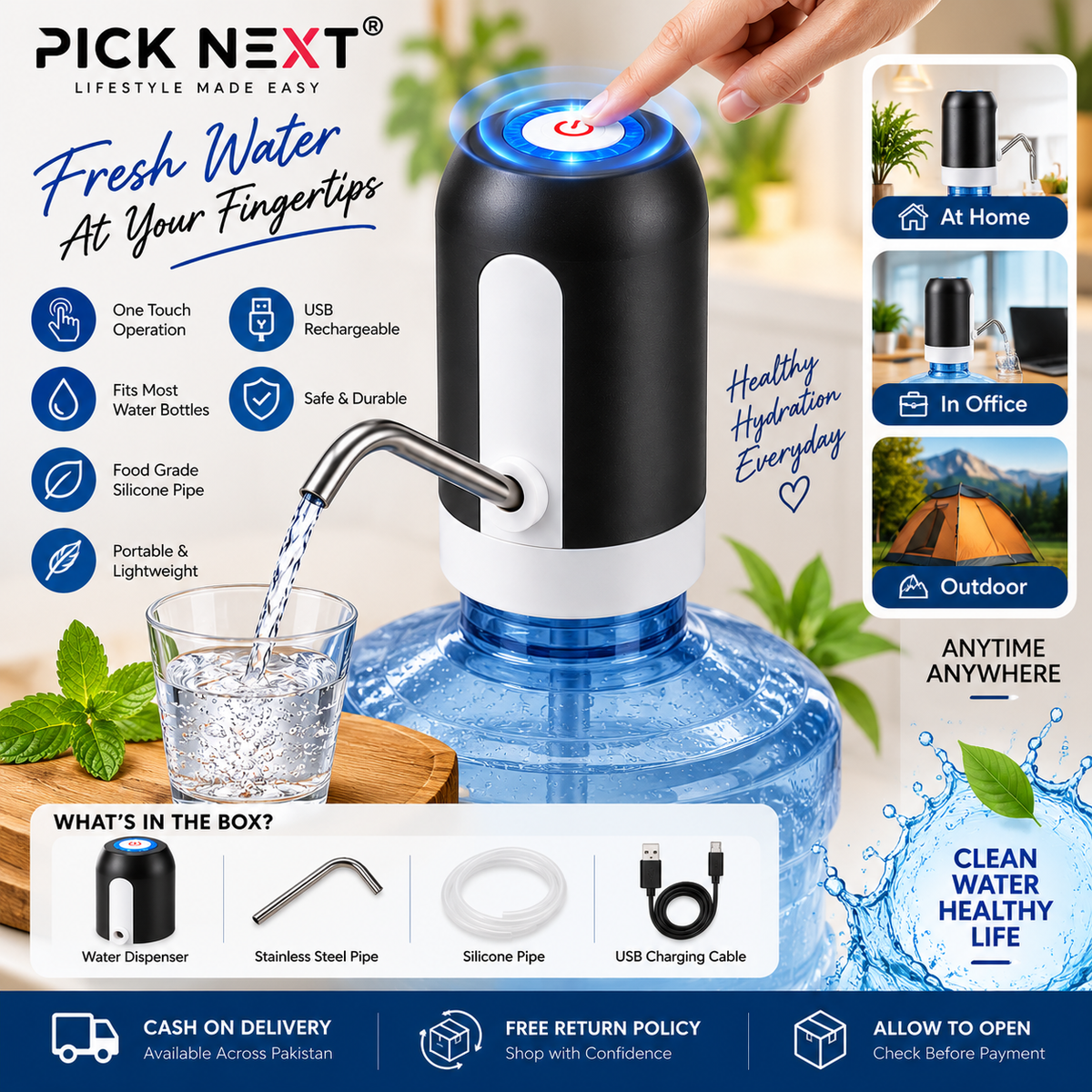 USB Rechargeable Automatic Water Dispenser