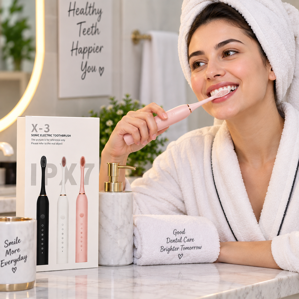 X-3 Sonic Electric Toothbrush | IPX7 Waterproof | Multiple Cleaning Modes | Rechargeable Deep-Cleaning Toothbrush - alternate view 2