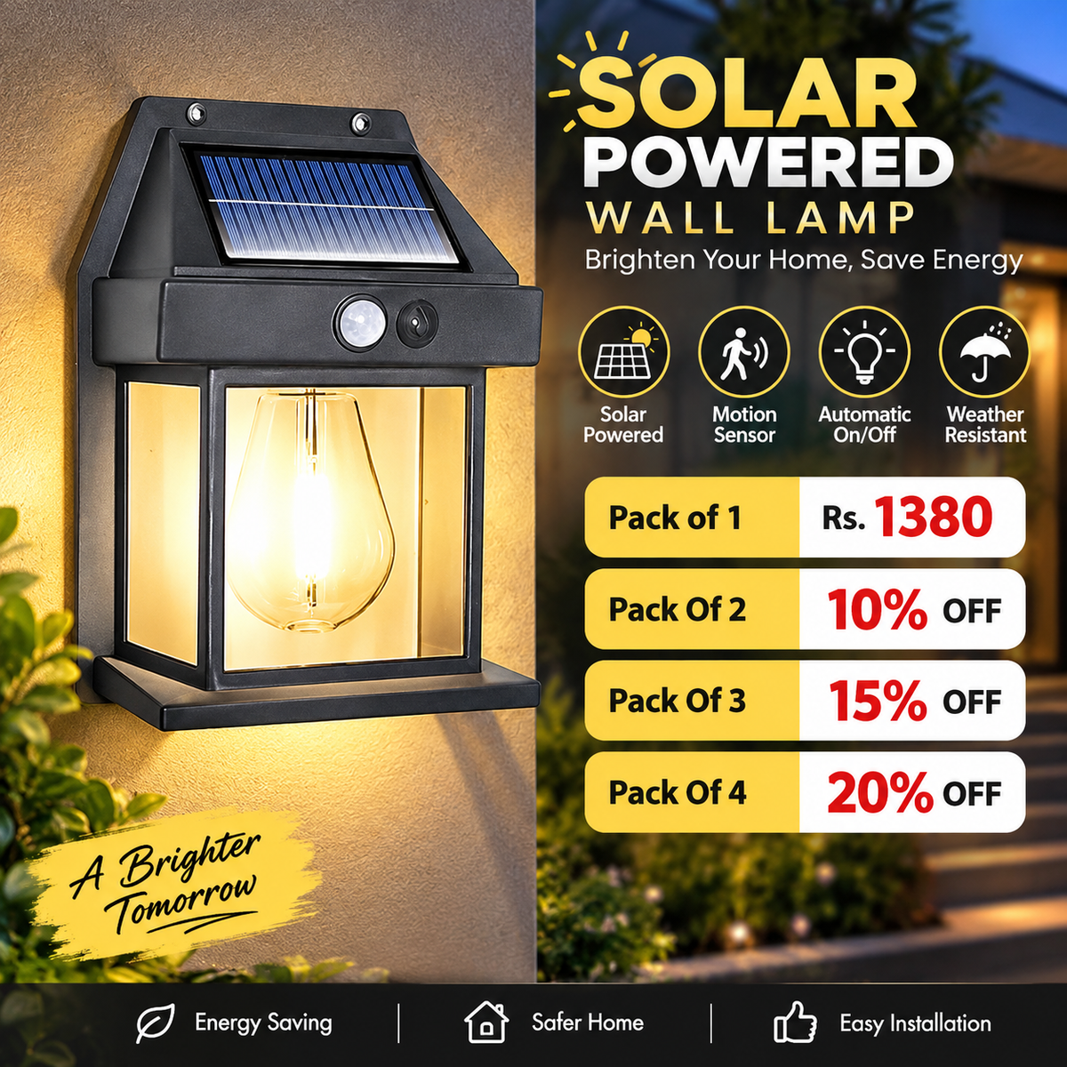 Solar Wall Light with Motion Sensor