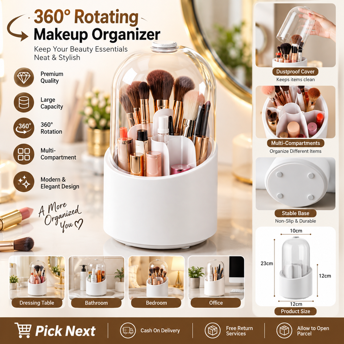 360° Rotating Makeup Organizer - alternate view 2