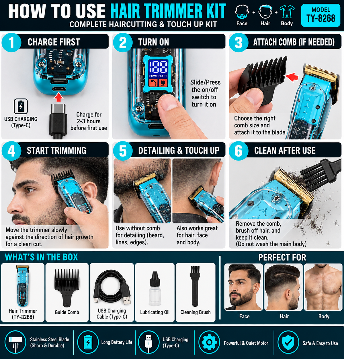 Professional Rechargeable Hair Clipper Kit - alternate view 3