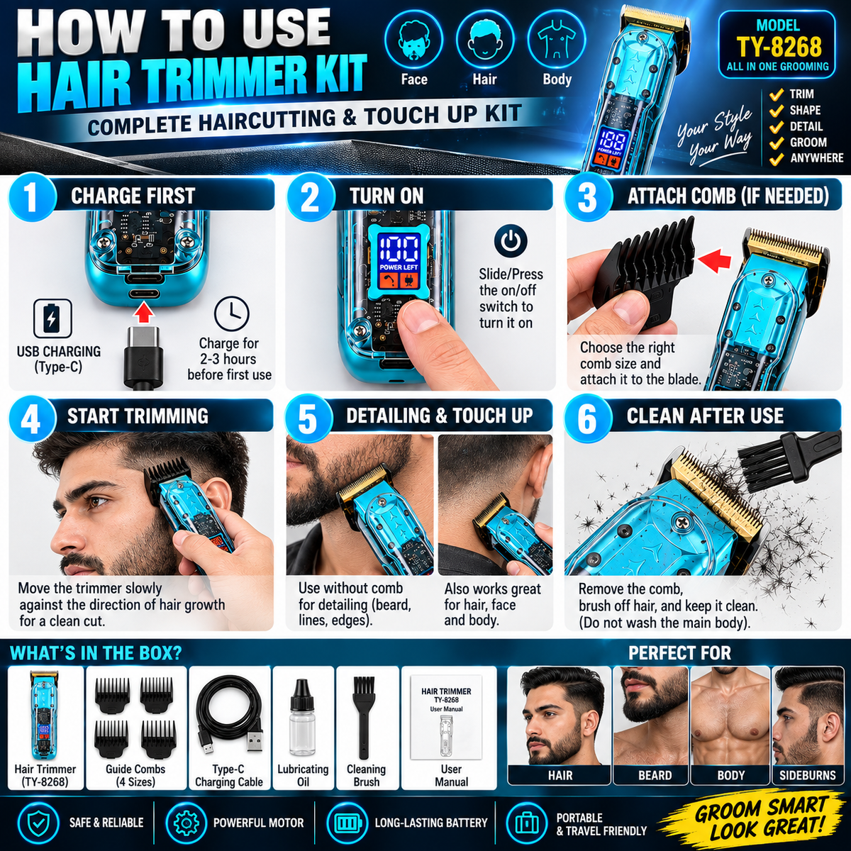 Professional Rechargeable Hair Clipper Kit - alternate view 2