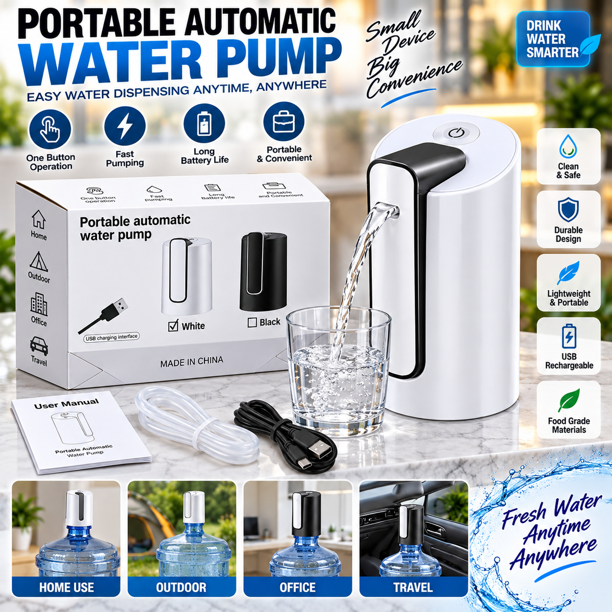 Portable Automatic USB Water Pump Dispenser - alternate view 2