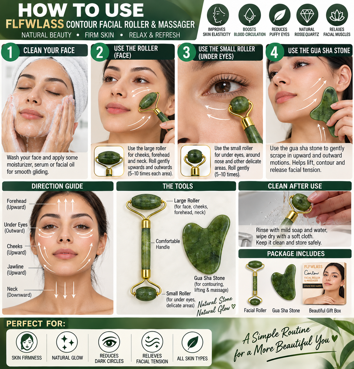 Jade Facial Roller & Gua Sha Massager - alternate view 2