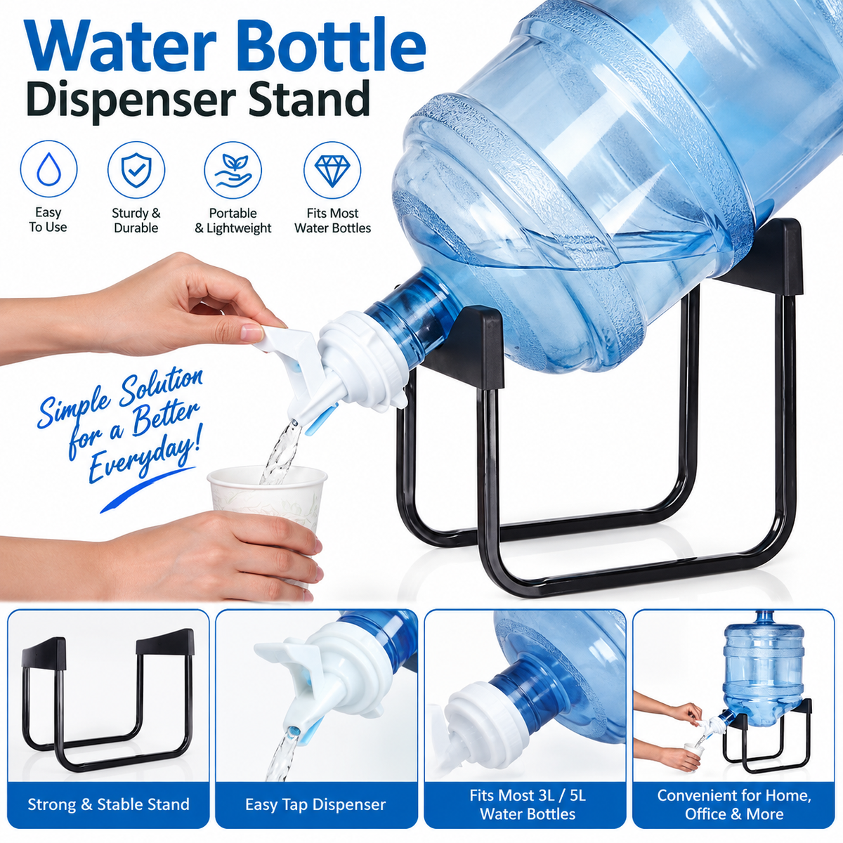 Water Bottle Dispenser Stand with Tap - alternate view 3