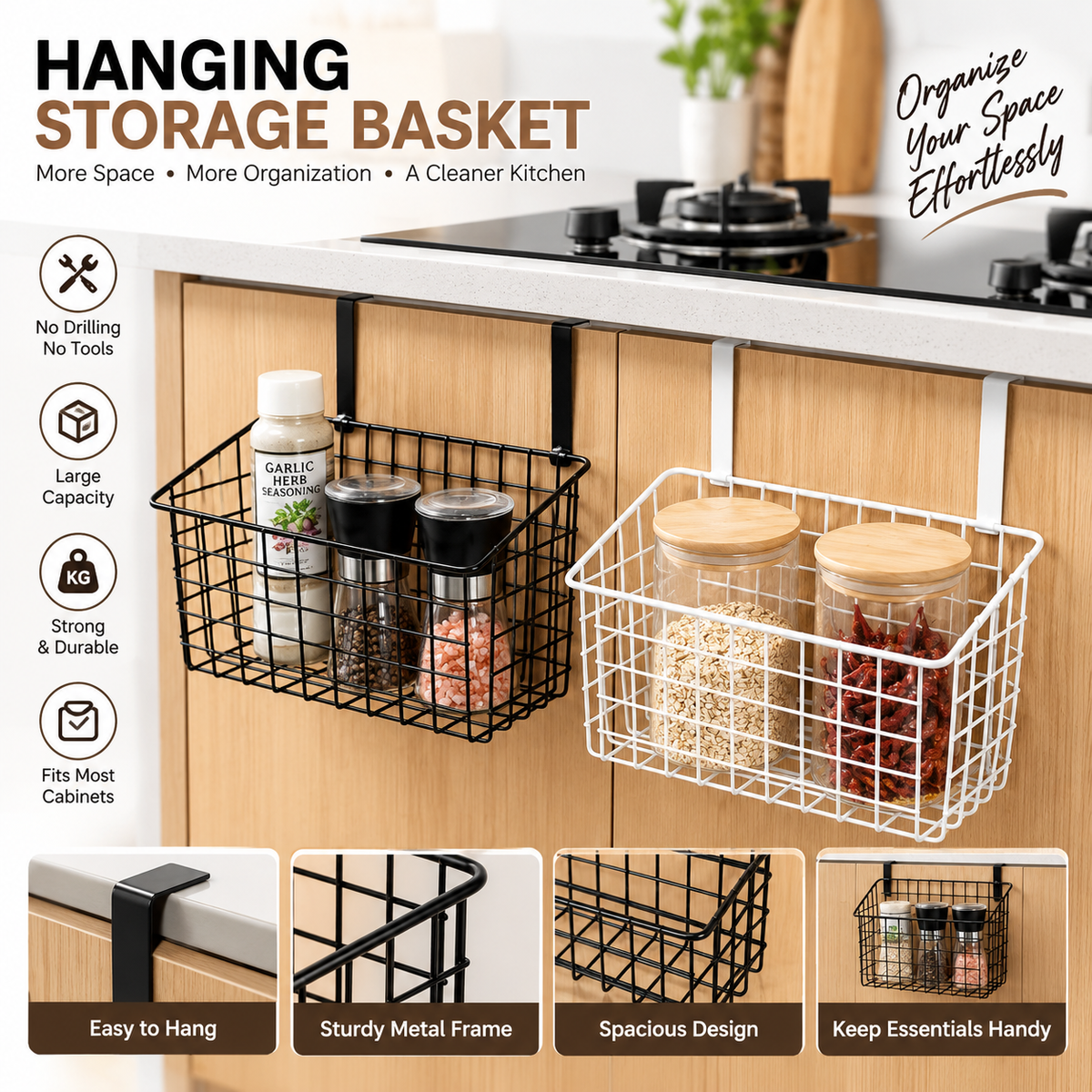 Hanging Storage Basket – Over-Cabinet Organizer