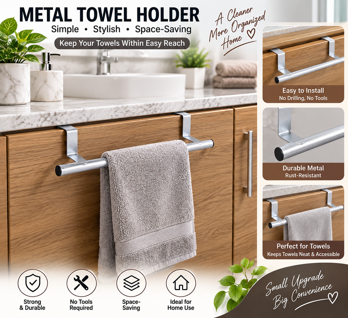 Over Cabinet Metal Towel Holder - alternate view 2