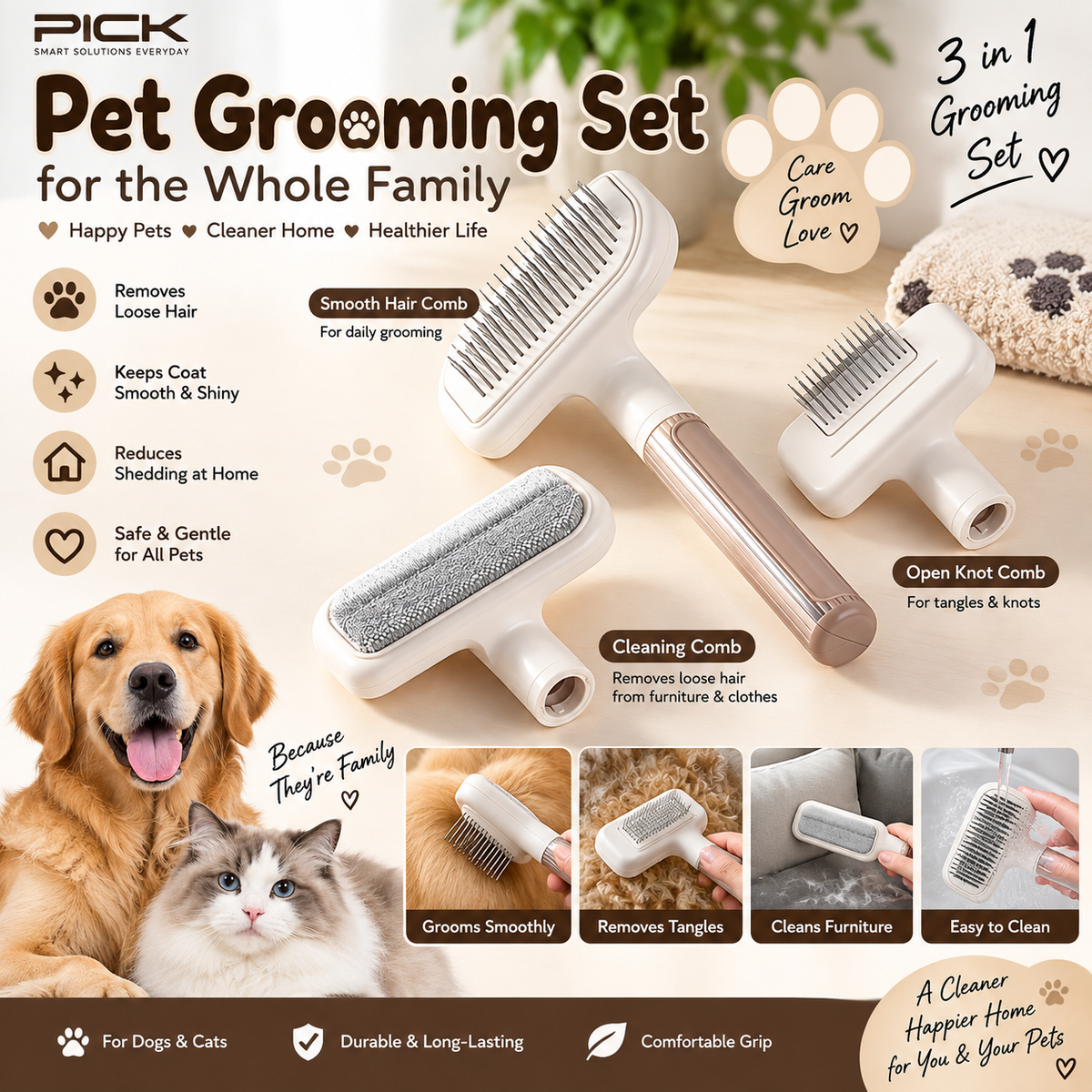 Pet Grooming Brush Set