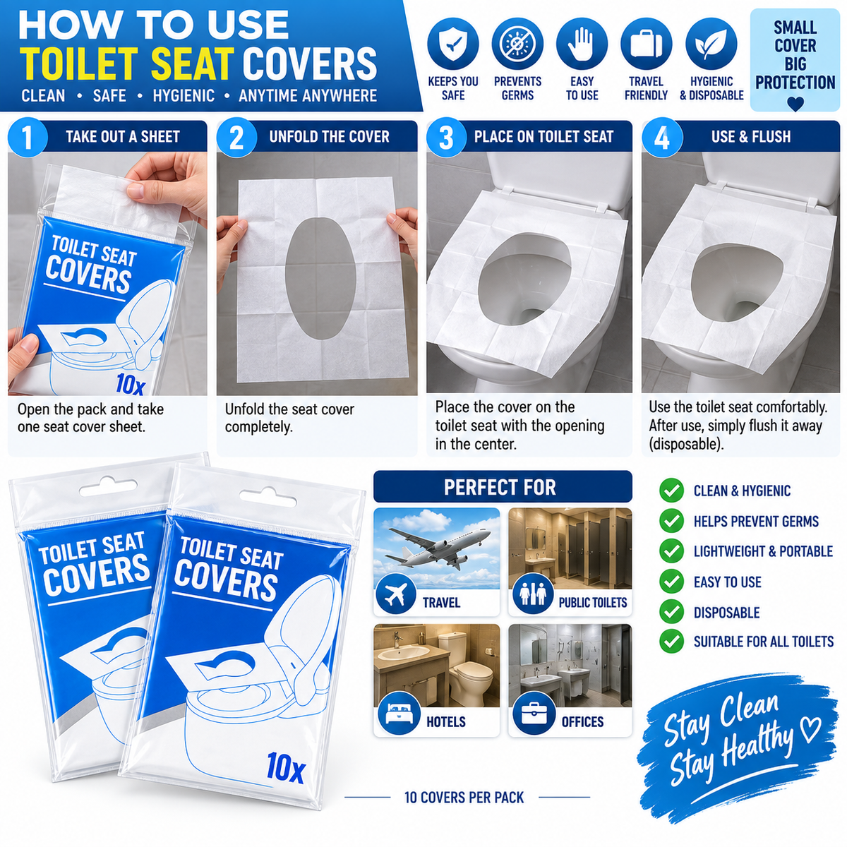 Disposable Toilet Seat Covers – 10 Pack - alternate view 3