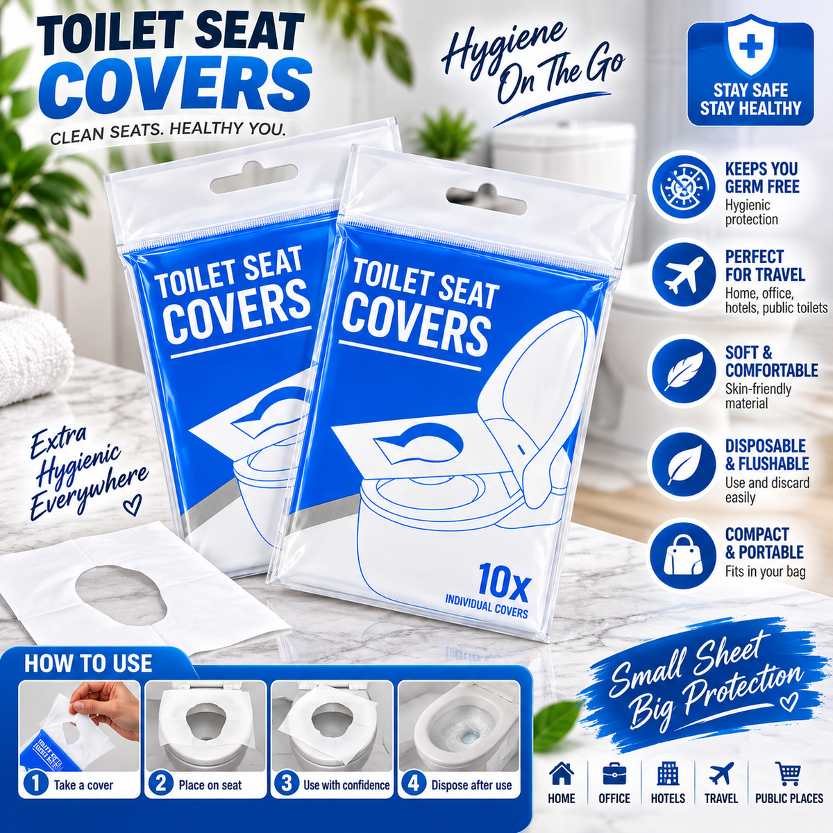 Disposable Toilet Seat Covers – 10 Pack - alternate view 2