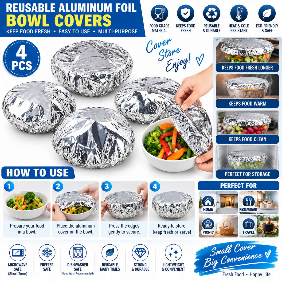 Reusable Aluminum Foil Food Covers - alternate view 3