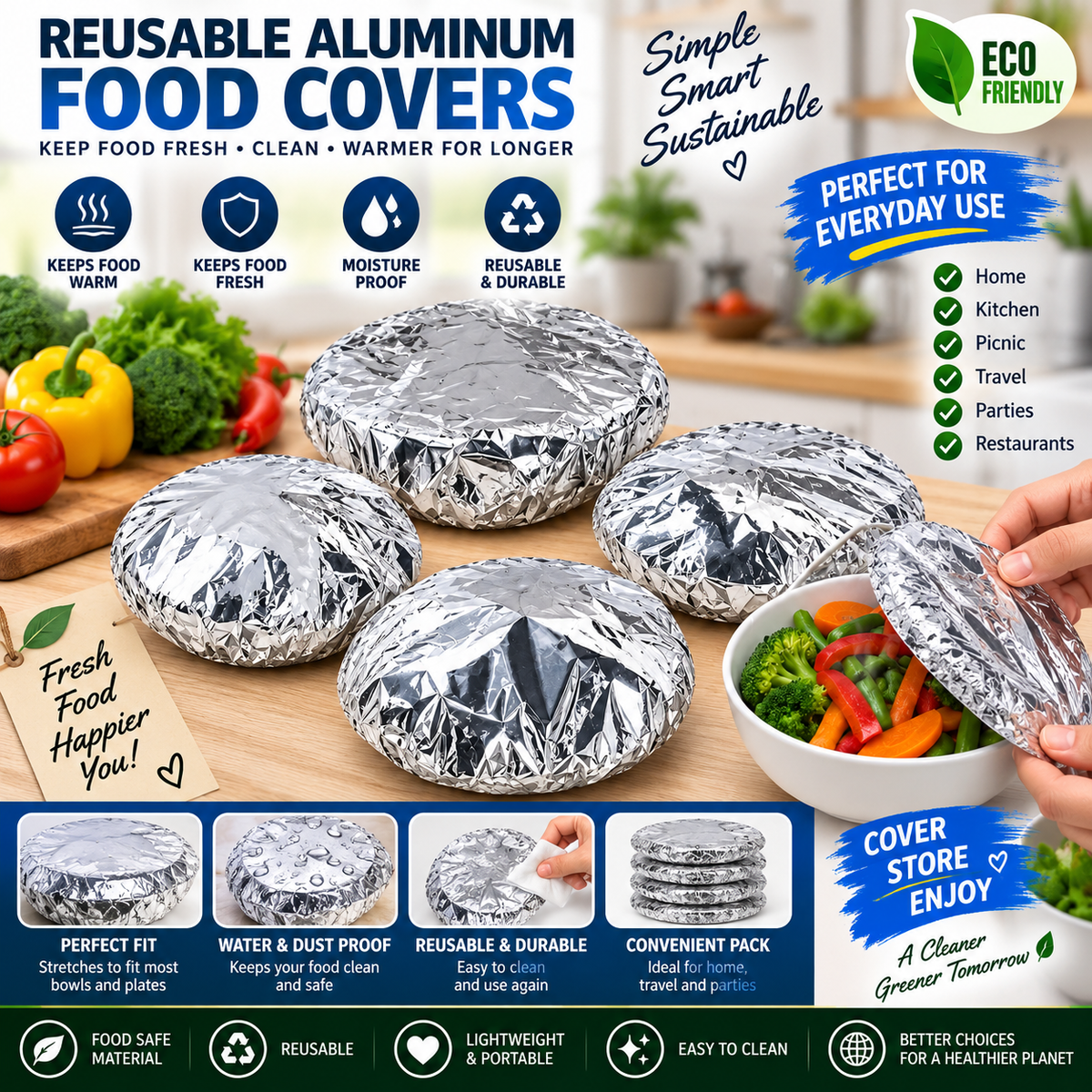 Reusable Aluminum Foil Food Covers - alternate view 2