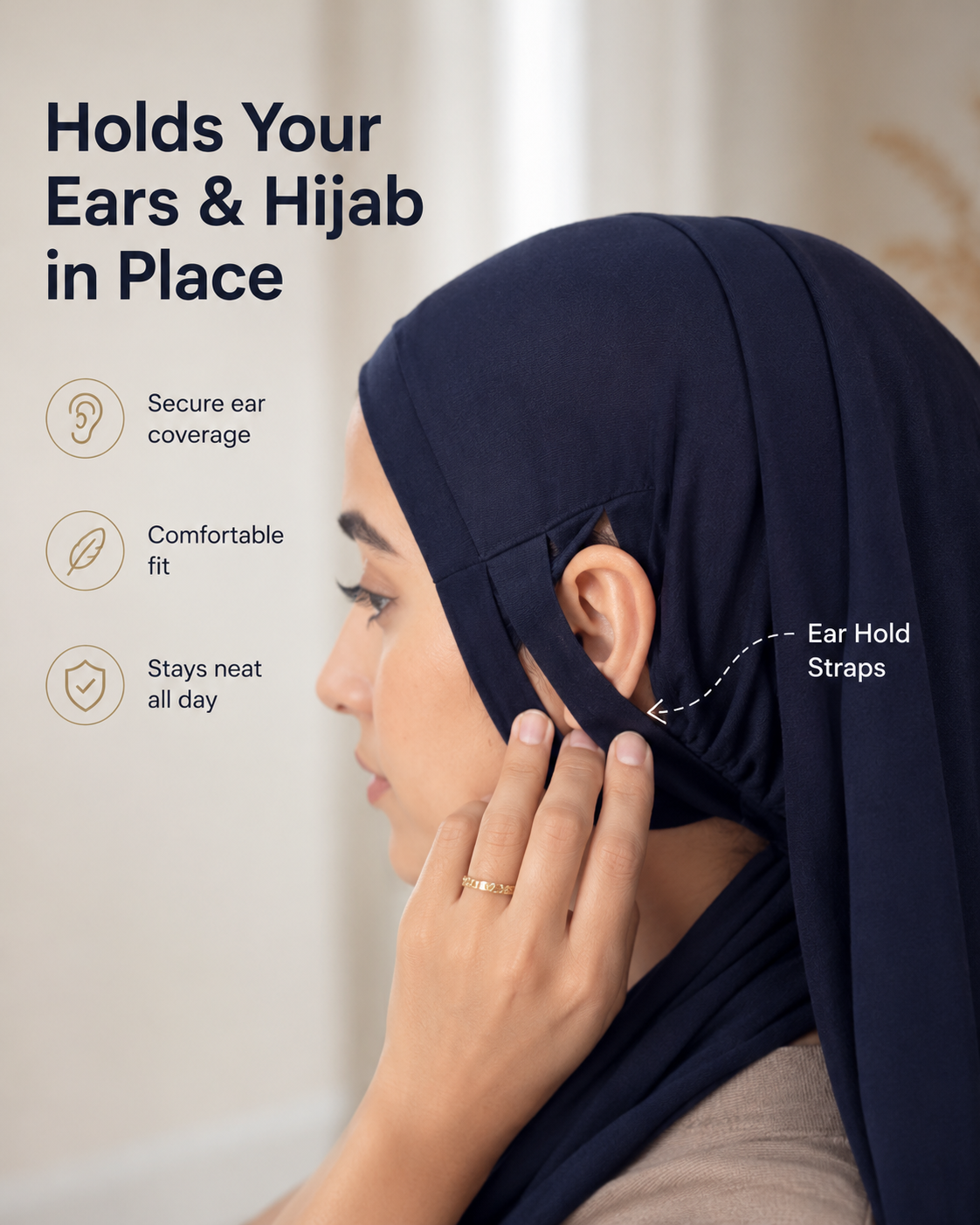SecureFit Ear-Hold Hijab Undercap