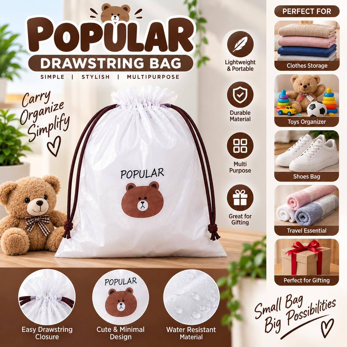 Popular Drawstring Storage Bag - alternate view 3