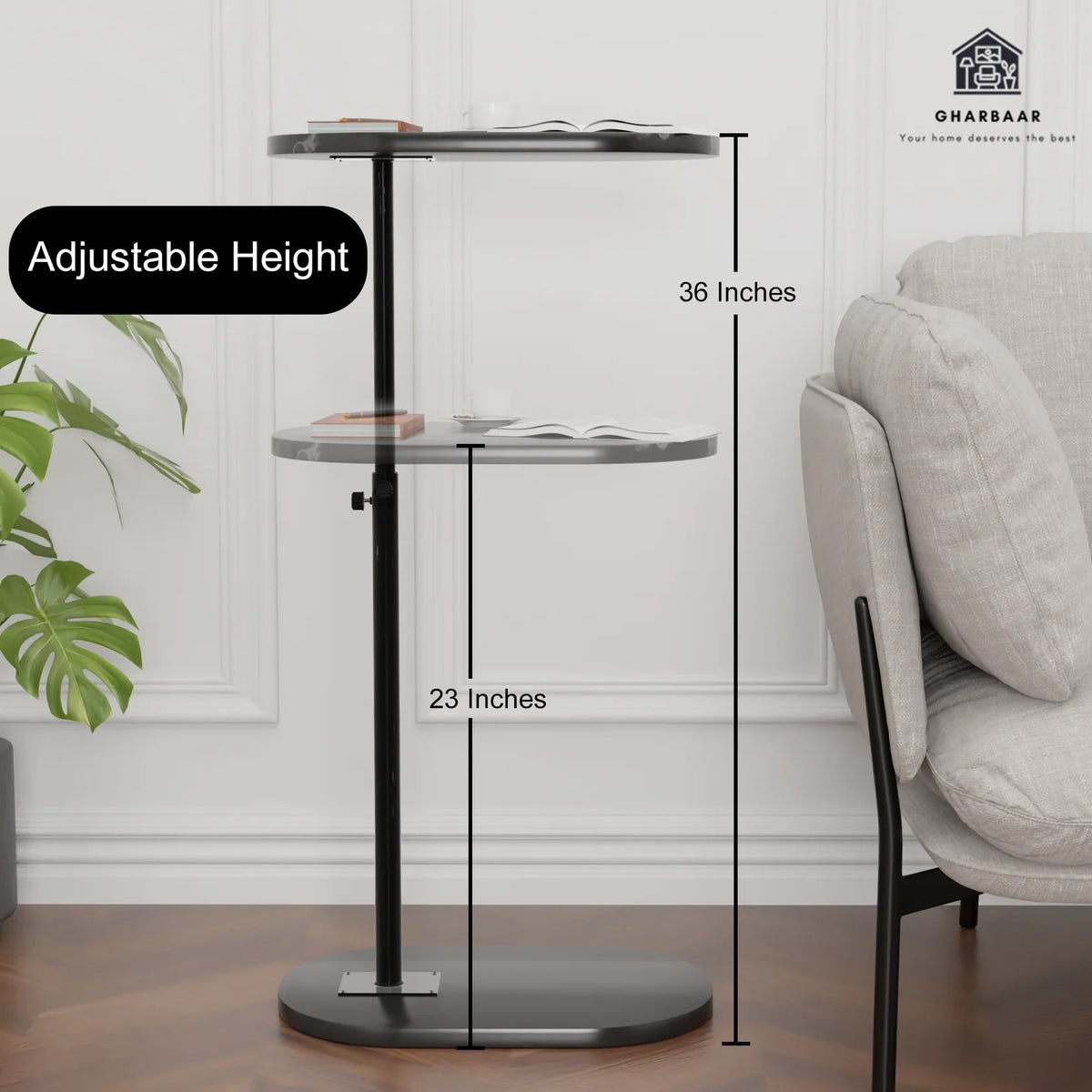 Adjustable Height 360° Move-able C-Shaped Table - alternate view 4
