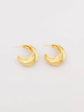 Textured Half Hoop Earrings - Golden