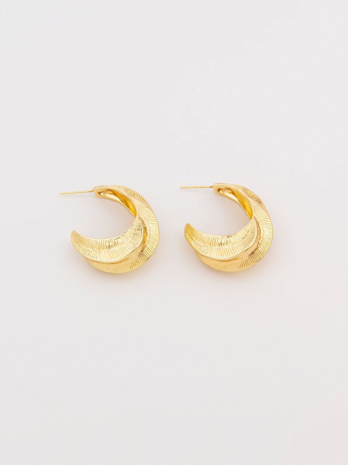 Textured Half Hoop Earrings - Golden