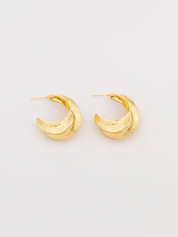 Textured Half Hoop Earrings - Golden