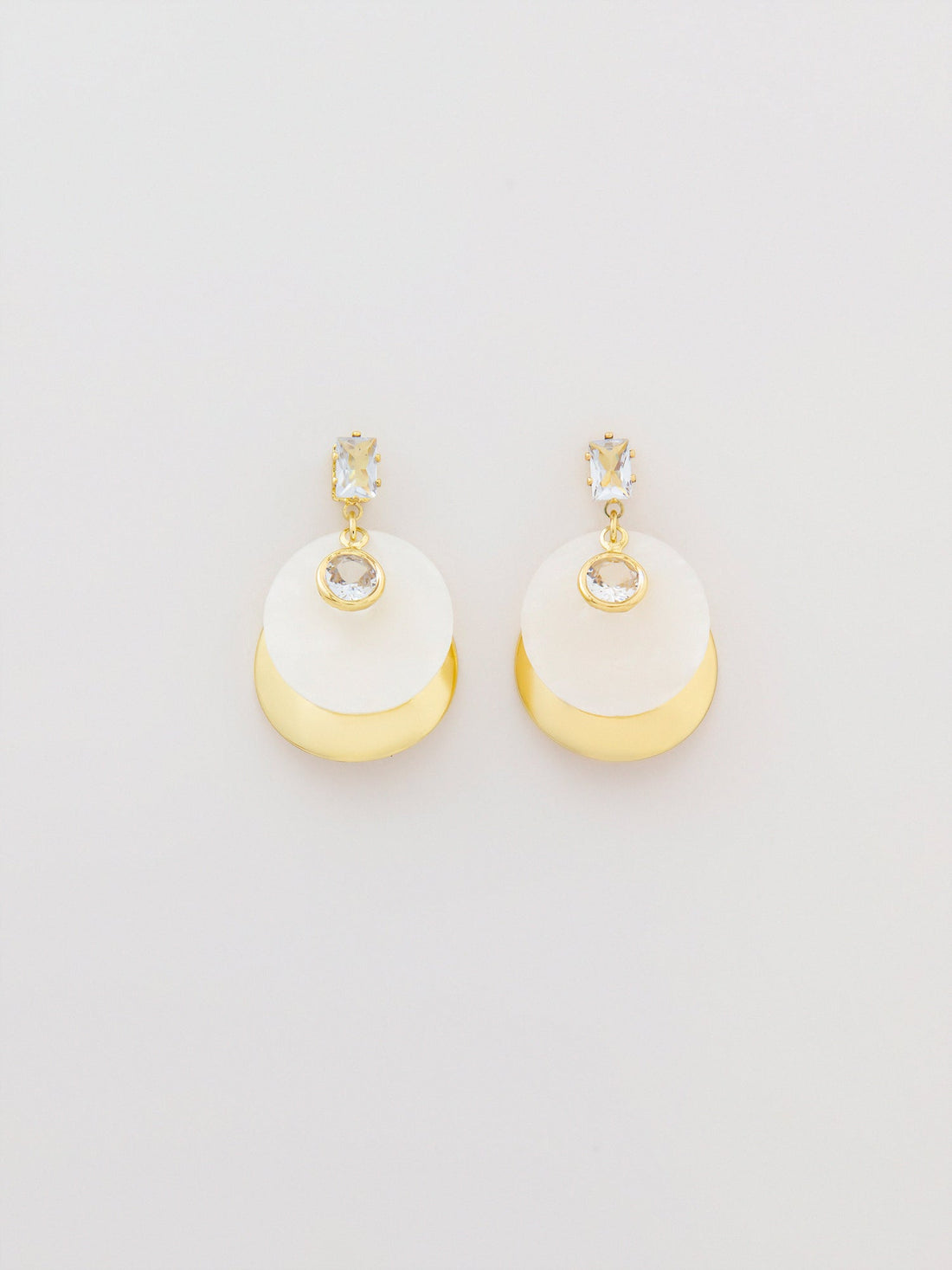Two-Tone Earrings - Golden & White