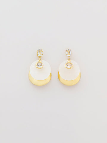 Two-Tone Earrings - Golden & White