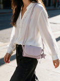Saddle Clutch with Shoulder Strap - Lilac