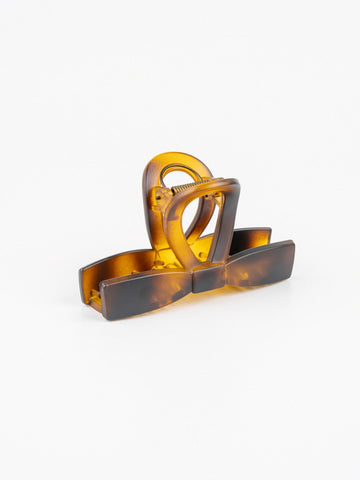 Bow Tortoiseshell Hair Claw - Dark Brown