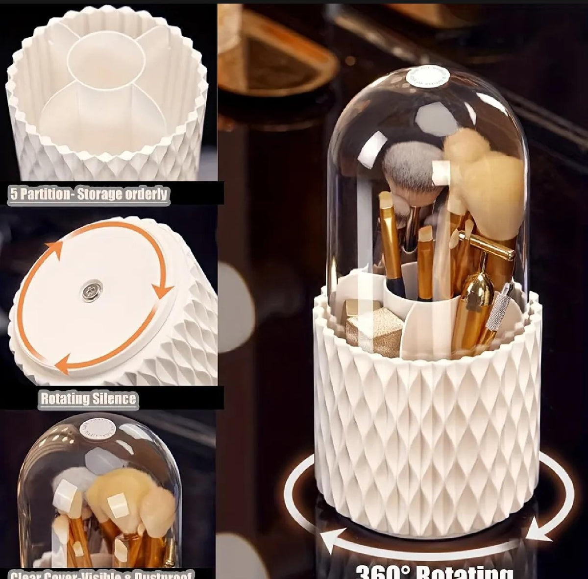 360° Rotating Makeup Brush Organizer - alternate view 2