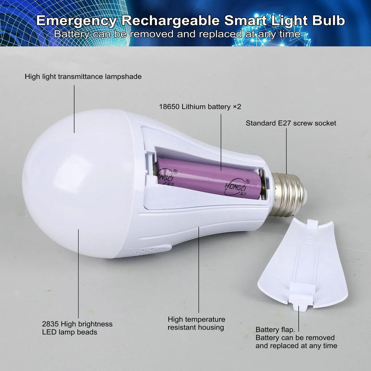 20W Emergency Rechargeable LED Bulb - alternate view 4
