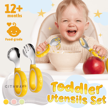 Kids Self-Feeding Training Spoon & Fork Set