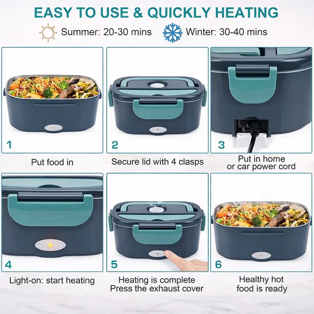 Portable electric food warmer lunch box