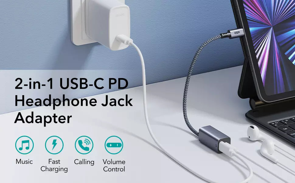 ESR 2-in-1 USB-C Headphone Adapter
