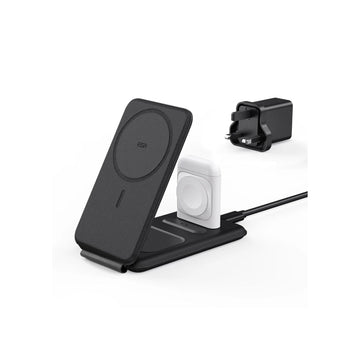 ESR Qi2 3-in-1 Wireless Charging Set UK Plug – Black