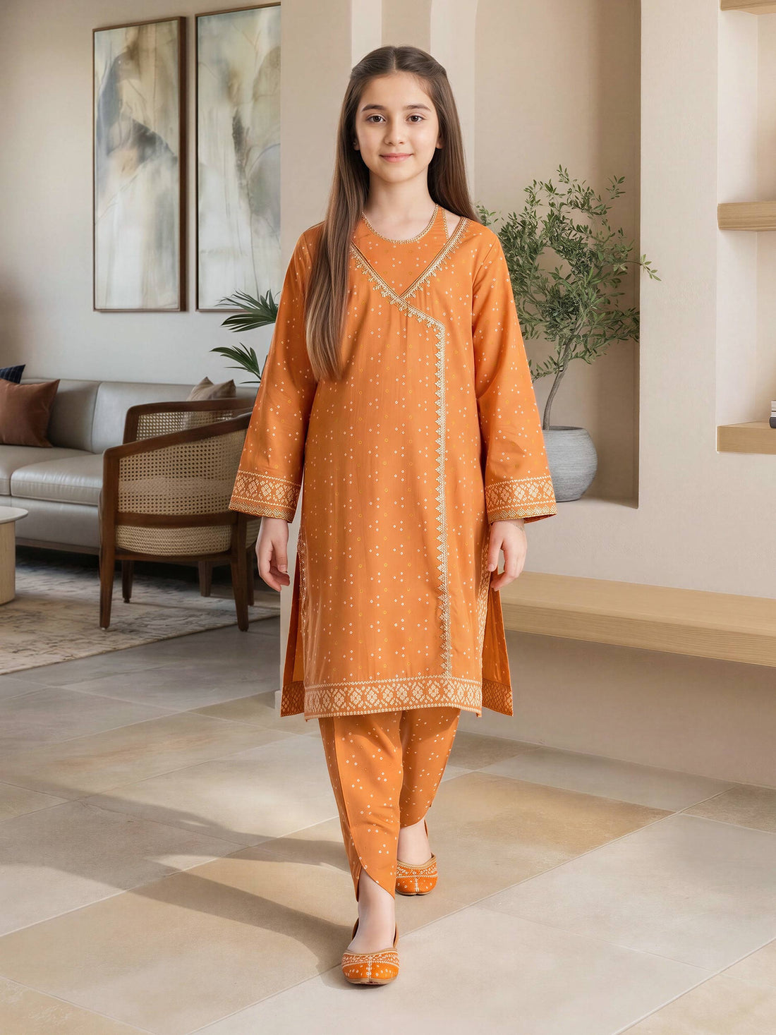 2 Piece Lawn Slub Suit- Embroidered (Pret) – Yellow (F3861ST-374)