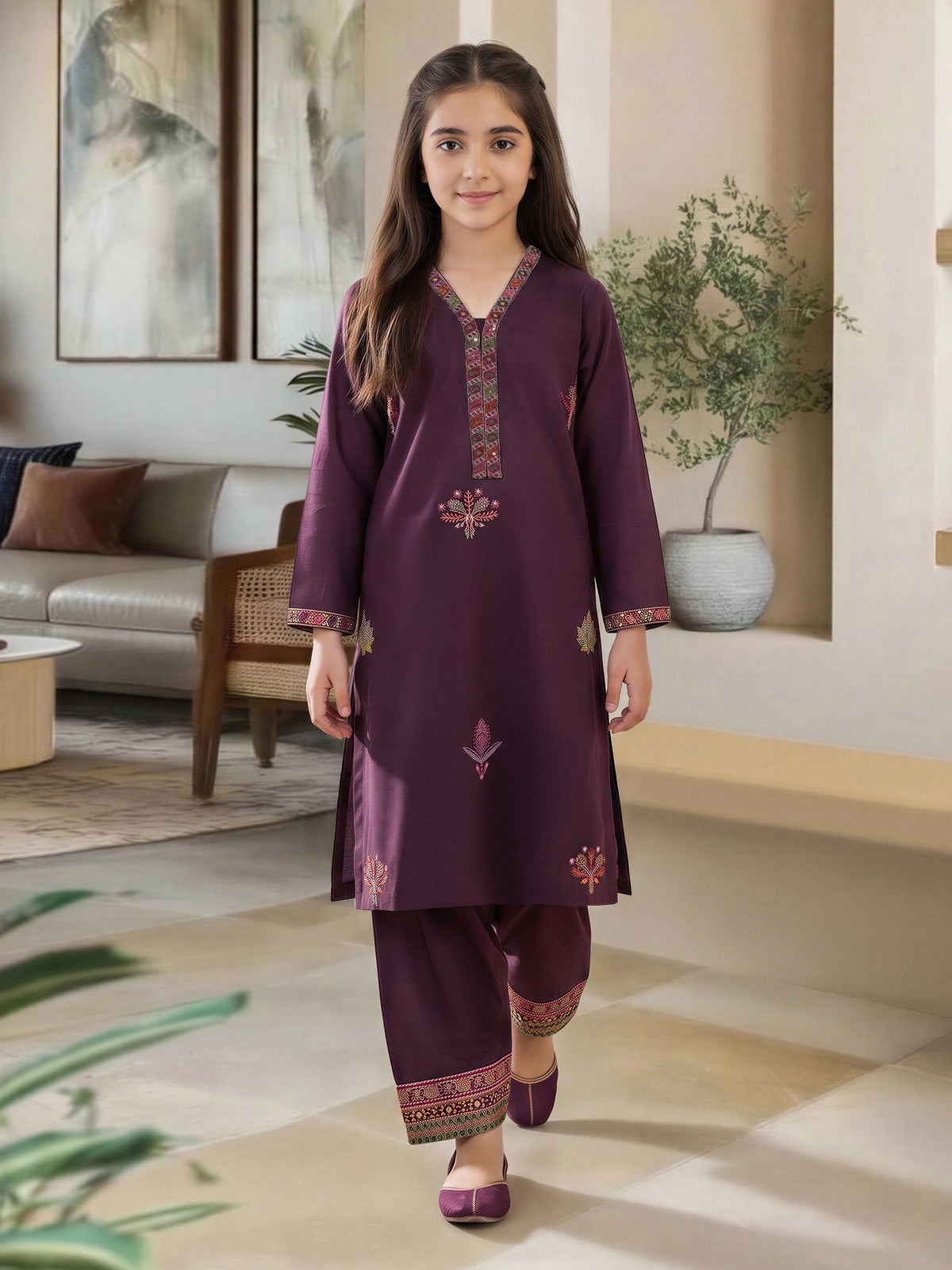 2 Piece Lawn Suit- Embroidered (Pret) – Purple (F3929ST-610)