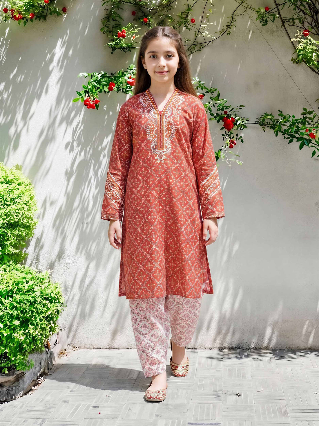 2 Piece Lawn Suit- Embroidered (Pret) – Rust (F3873ST-425)