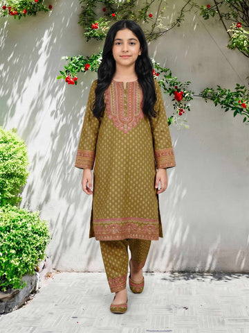 2 Piece Lawn Suit- Embroidered (Pret) – Olive (F3849ST-360)
