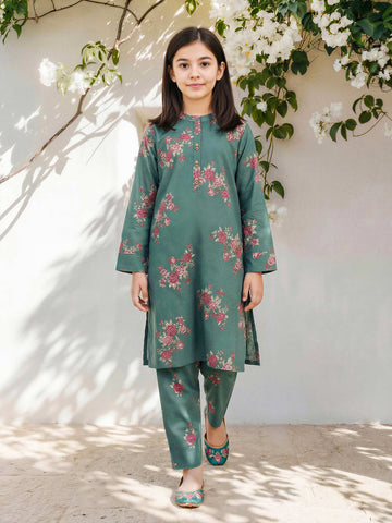 2 Piece Lawn Slub Suit (Pret) – Green (A5383ST-227)