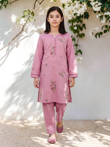 2 Piece Lawn Slub Suit- Embroidered (Pret) – Pink (F3579ST-489)